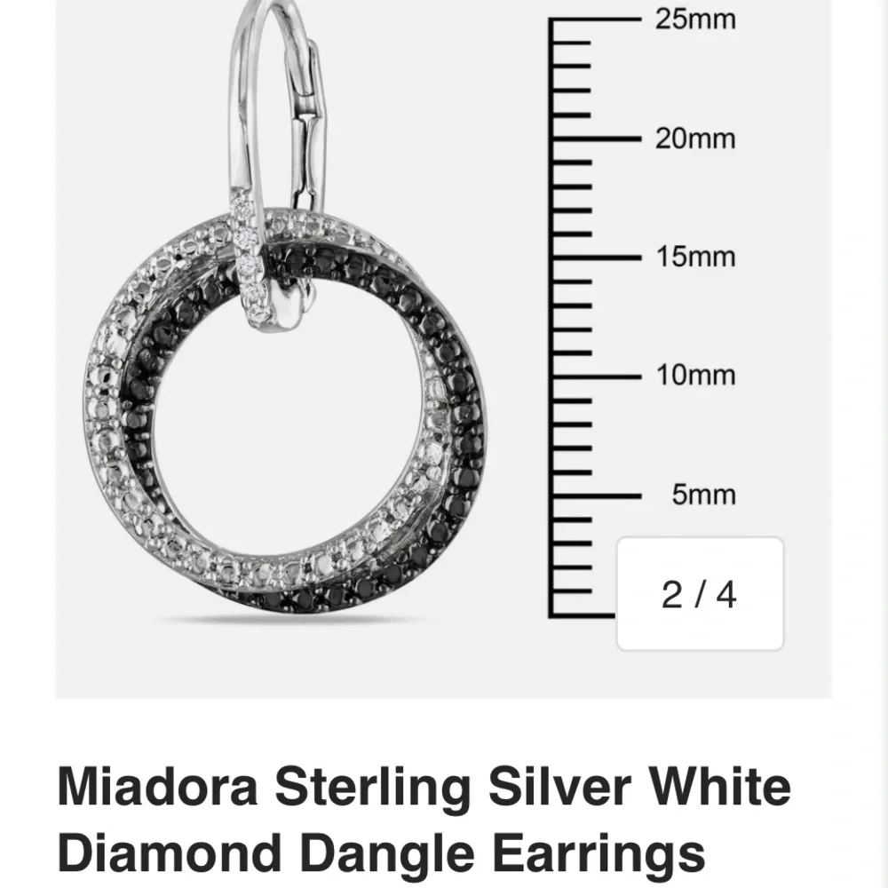 MIADORA LOVED AUTHENTIC STERLING SILVER NATURAL WHITE DIAMOND DANGLING EARRINGS
